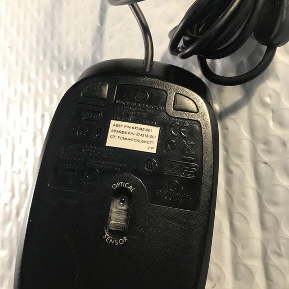 HP Wired Optical Mouse - SM-2022 - Black Computer Mouse Wired USB - Picture 2 of 5